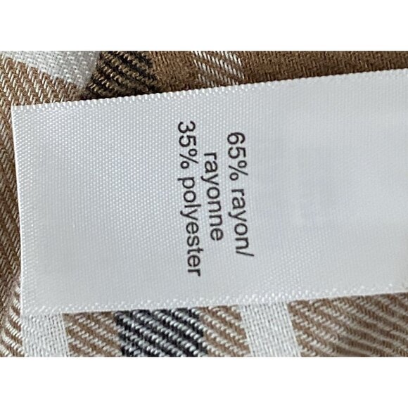 Maurices Womens 1X Open Blouse Plaid Fringe Roll Tab Sleeves - Picture 6 of 11